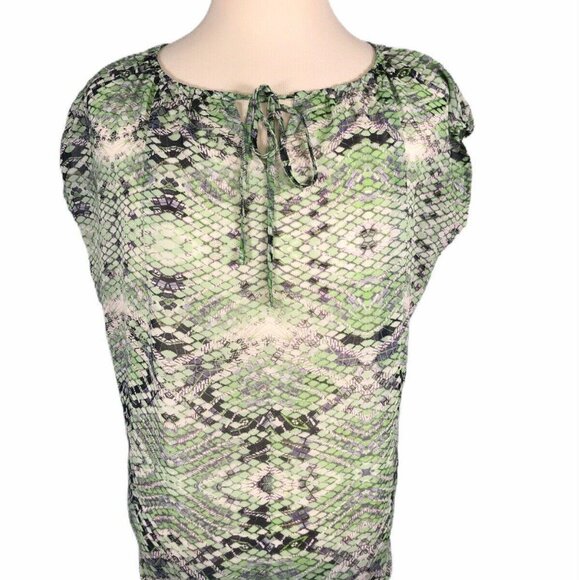 Cabi Womens Green Snake Print Blouse Top Size S - Picture 6 of 11
